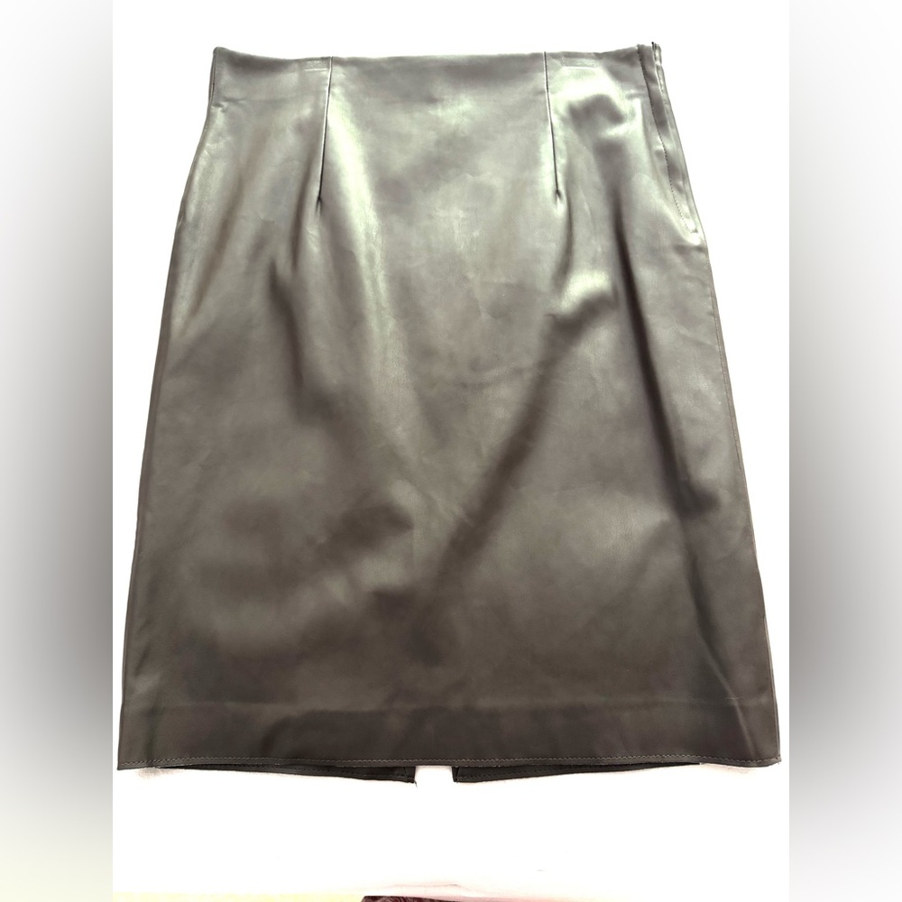 NWT Philosophy Republic Clothing Vegan Leather Pencil Skirt Dark Brown Size 12